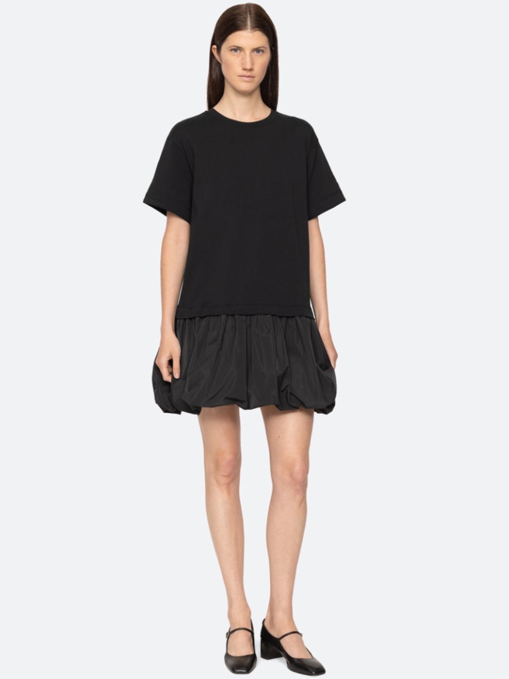 Sea New York Belen Black T-Shirt Bubble Hem Mini Dress Size M